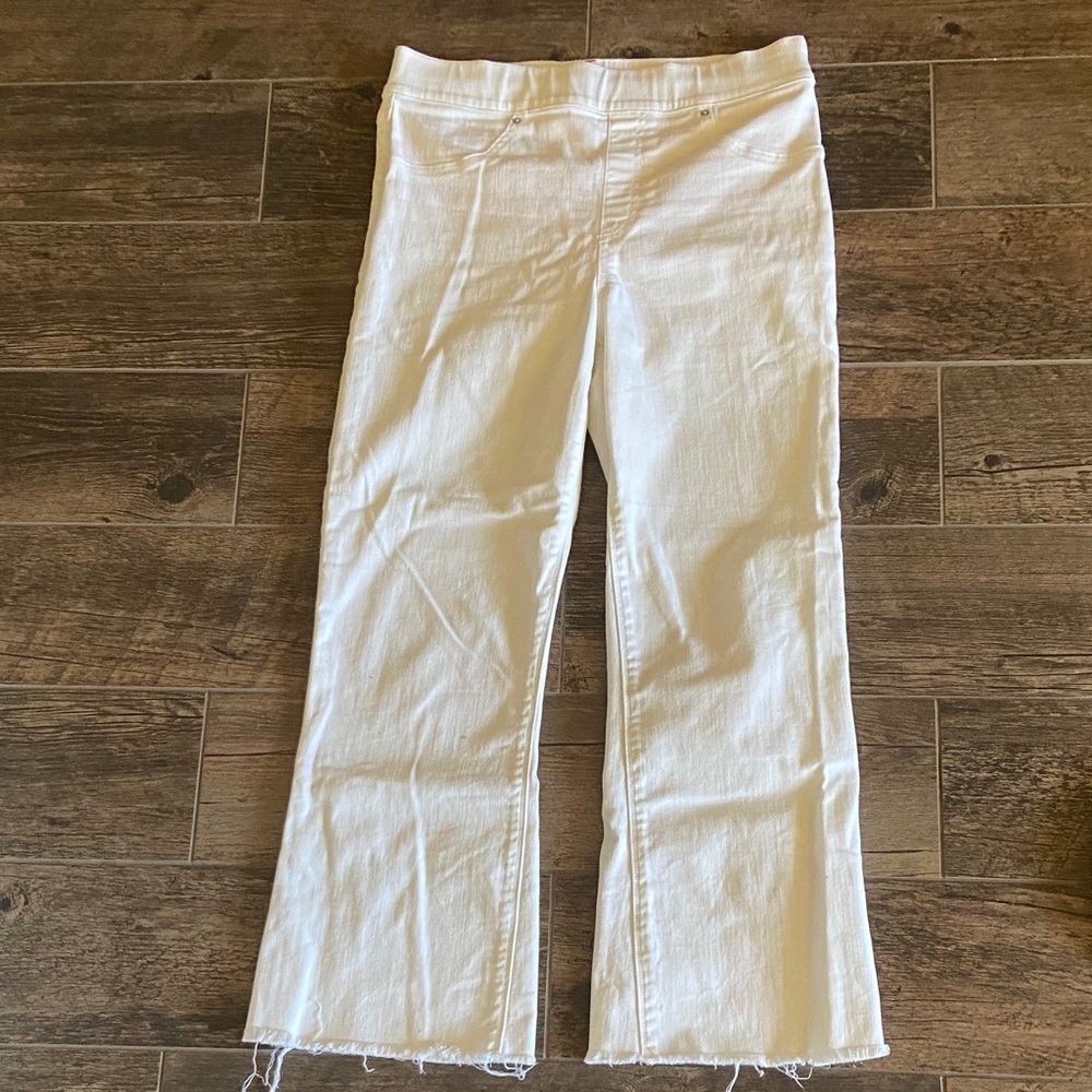 SPANX Women's Flared Leg White Jeans-medium